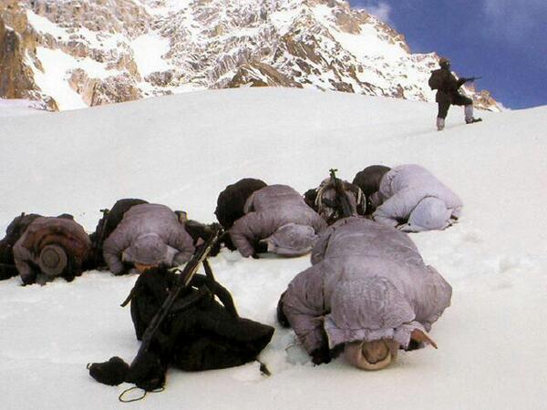 Avec des soldats de l’armée à Siachen au Pakistan